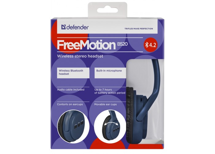 Беспроводная гарнитура Defender FreeMotion B520 синий, Bluetooth