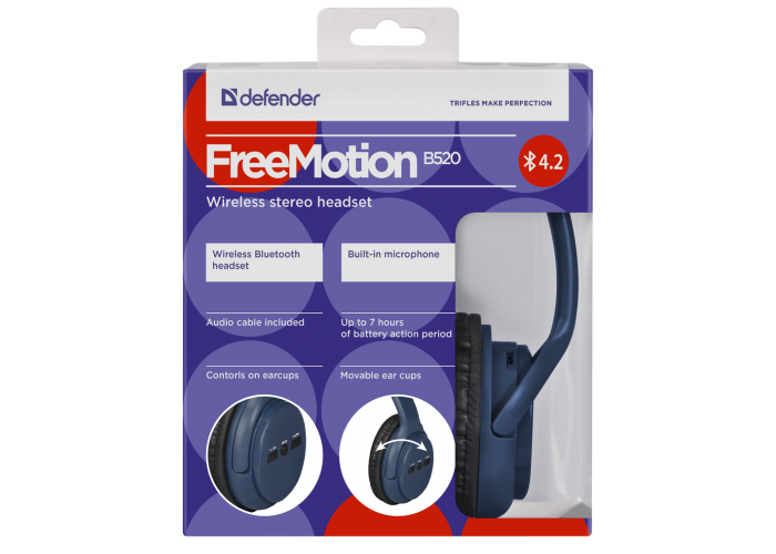 Беспроводная гарнитура Defender FreeMotion B520 синий, Bluetooth