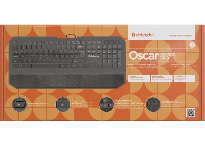 Проводная клавиатура Defender Oscar SM-600 Pro RU,черный,полноразмерная