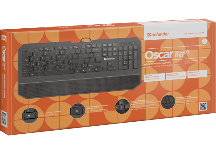 Проводная клавиатура Defender Oscar SM-600 Pro RU,черный,полноразмерная