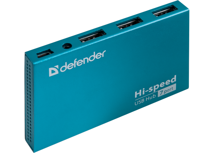 Универсальный USB разветвитель Defender Septima Slim USB2.0, 7портов,блок питания2A