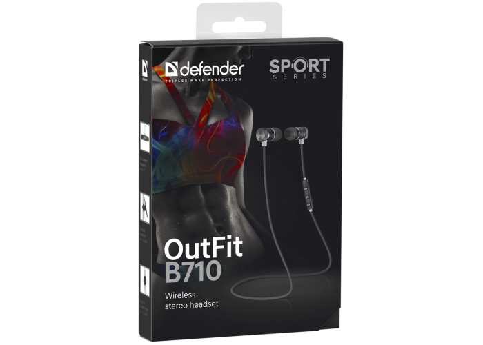 Беспроводная гарнитура Defender OutFit B710 черный+белый, Bluetooth