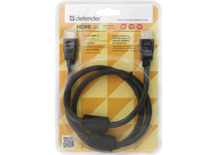 Цифровой кабель Defender HDMI-03PRO HDMI M-M, ver 1.4, 1.0 м
