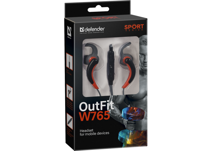 Гарнитура для смартфонов Defender OutFit W765 серый+оранжевый, вставки