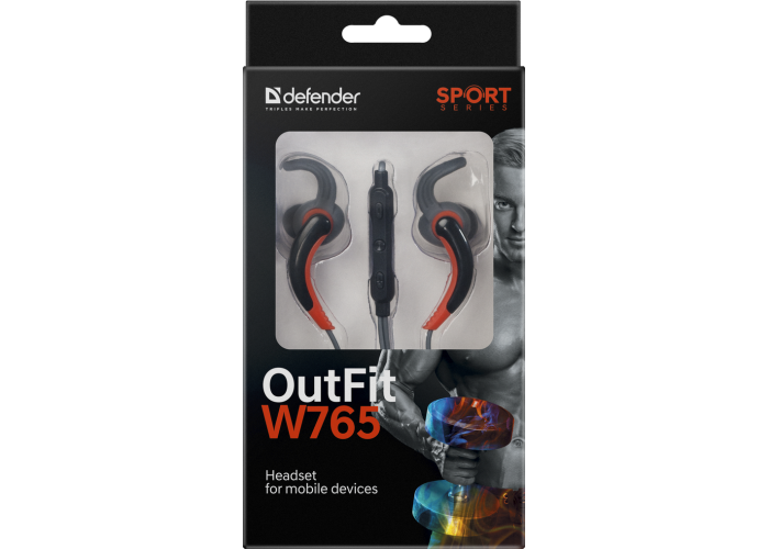 Гарнитура для смартфонов Defender OutFit W765 серый+оранжевый, вставки