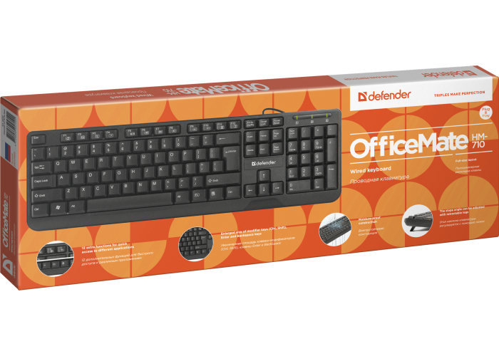 Проводная клавиатура Defender OfficeMate HM-710 RU,черный,полноразмерная