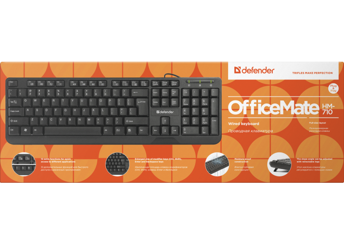Проводная клавиатура Defender OfficeMate HM-710 RU,черный,полноразмерная