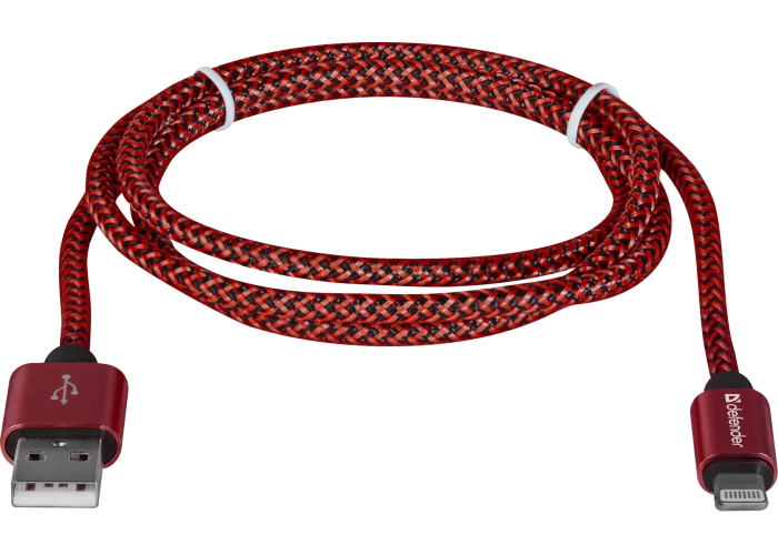 USB кабель Defender ACH01-03T PRO USB2.0 Красный, AM-LightningM,1m,2.1А