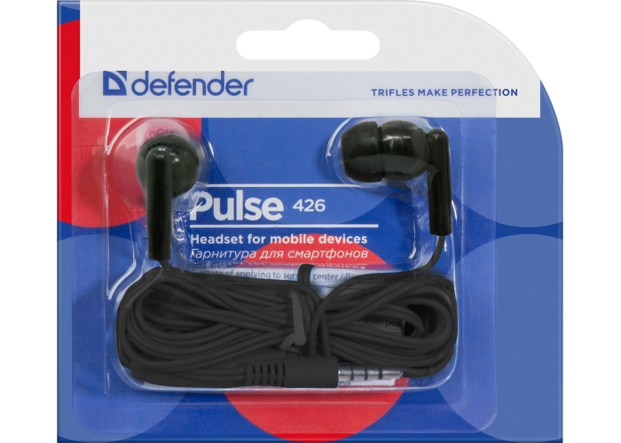 Гарнитура для смартфонов Defender Pulse 426 черный, вставки