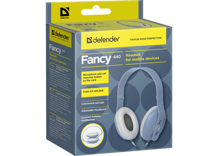 Гарнитура для смартфонов Defender Fancy 440 голубой, кабель 1,2 м