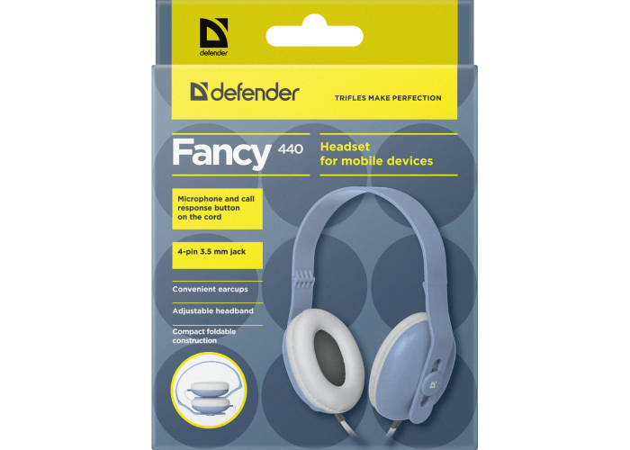 Гарнитура для смартфонов Defender Fancy 440 голубой, кабель 1,2 м