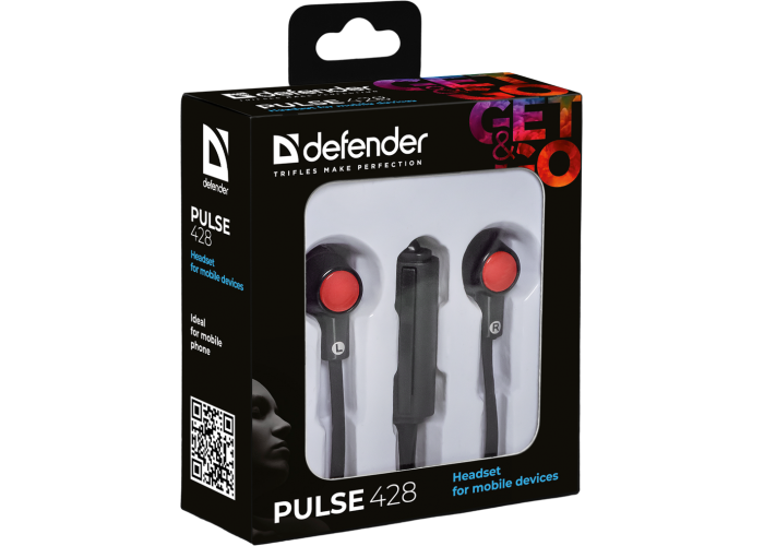 Гарнитура для смартфонов Defender Pulse 428 черный, вставки