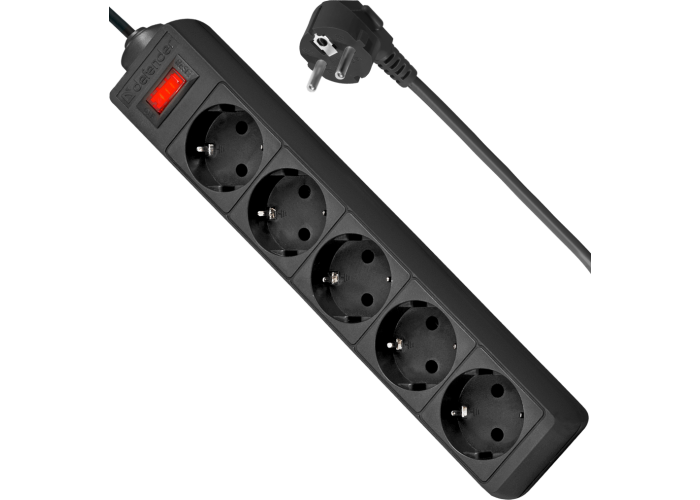 Сетевой фильтр Defender ES 5 5 м, черный, 5 розеток