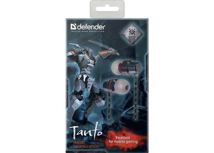 Гарнитура для смартфонов Defender Tanto черный+серый, кабель 1,2 м
