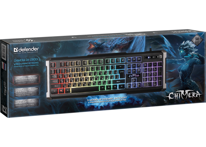 Проводная игровая клавиатура Defender Chimera GK-280DL RU,RGB подсветка, 9 режимов