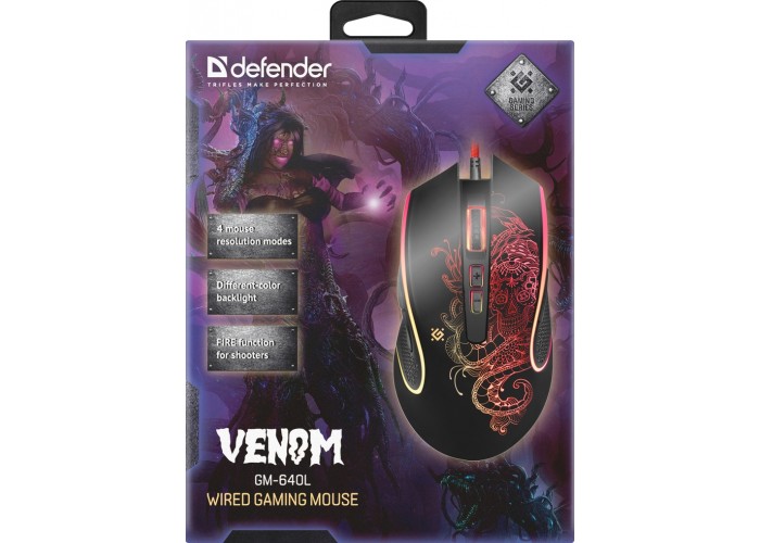 Проводная игровая мышь Defender Venom GM-640L оптика,8кнопок,3200dpi