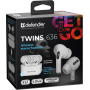 Беспроводная гарнитура Defender Twins 636 белый,TWS Pro, Bluetooth