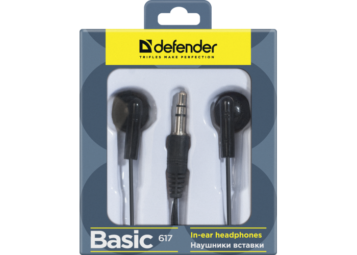 Наушники вставки Defender Basic 617 черный, коробка