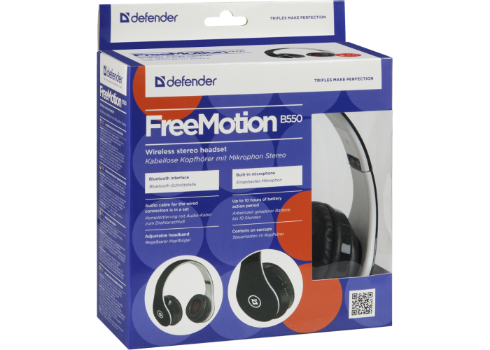 Беспроводная гарнитура Defender FreeMotion B550 черный, Bluetooth