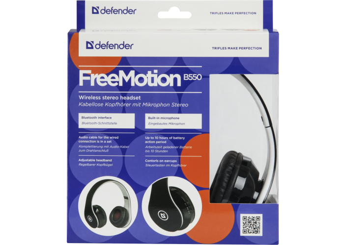 Беспроводная гарнитура Defender FreeMotion B550 черный, Bluetooth