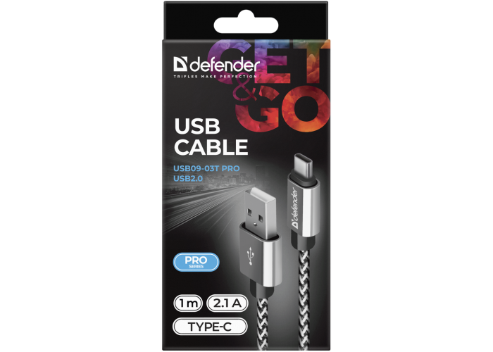USB кабель Defender ACH01-03T PRO USB2.0 Белый, AM-LightningM, 1m, 2.1A