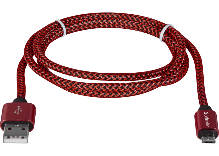 USB кабель Defender USB08-03T PRO USB2.0 Красный, AM-MicroBM, 1m, 2.1A