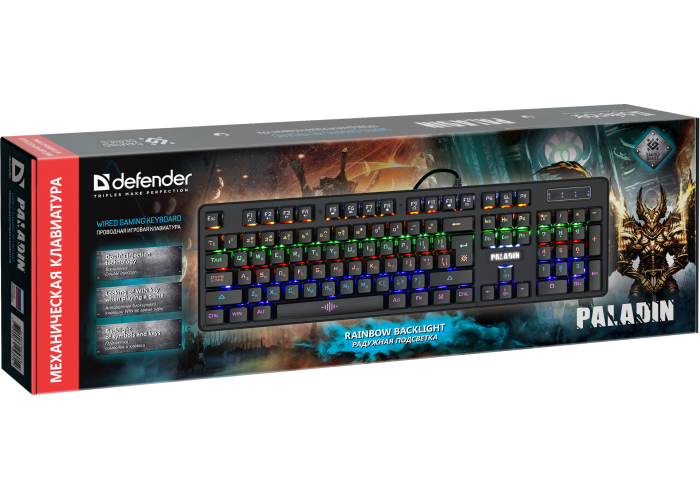 Механическая клавиатура Defender Paladin GK-370L RU,Rainbow
