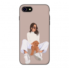 Силиконовый чехол Softmag Case Girl width white dog для iPhone 7/8