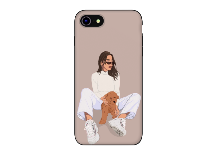 Силиконовый чехол Softmag Case Girl width white dog для iPhone 7/8