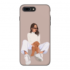 Силиконовый чехол Softmag Case Girl width white dog для iPhone 7 Plus/8 Plus