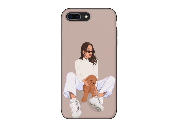 Силиконовый чехол Softmag Case Girl width white dog для iPhone 7 Plus/8 Plus