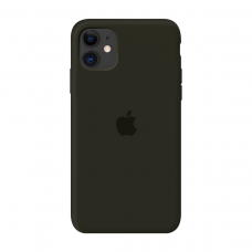 Силиконовый чехол c закрытым низом Apple Silicone Case Dark Olive для iPhone 11