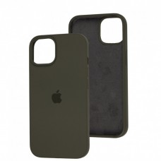 Силиконовый чехол c закрытым низом Apple Silicone Case Dark Olive для iPhone 15