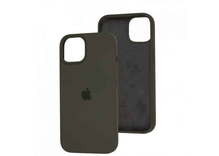 Силиконовый чехол c закрытым низом Apple Silicone Case Dark Olive для iPhone 15