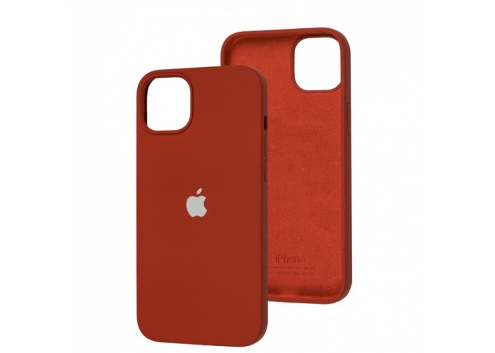 Силиконовый чехол c закрытым низом Apple Silicone Case Dark Red для iPhone 15