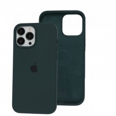 Силиконовый чехол c закрытым низом Apple Silicone Case Dark Green для iPhone 15