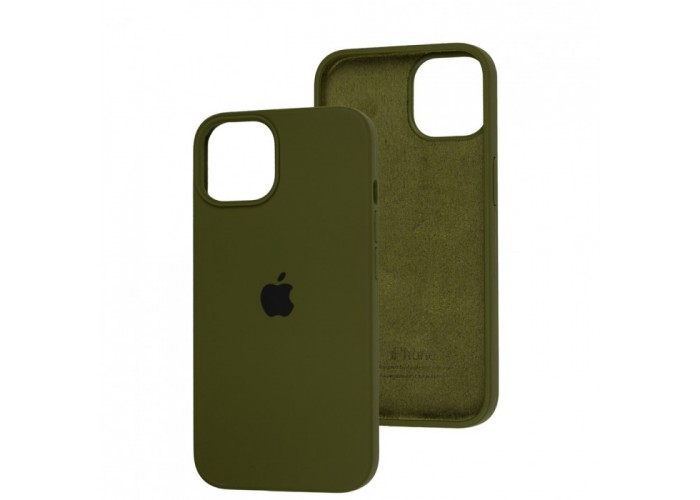 Силиконовый чехол c закрытым низом Apple Silicone Case Army Green для iPhone 15