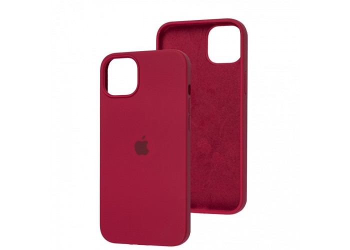 Силиконовый чехол c закрытым низом Apple Silicone Case Rose Red для iPhone 15