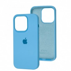 Силиконовый чехол c закрытым низом Apple Silicone Case Blue для iPhone 15