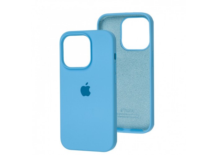 Силиконовый чехол c закрытым низом Apple Silicone Case Blue для iPhone 15