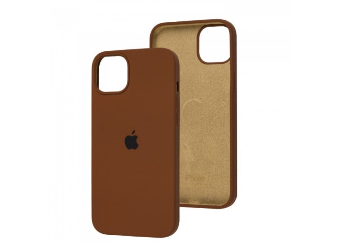 Силиконовый чехол c закрытым низом Apple Silicone Case Brown для iPhone 15