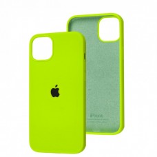 Силиконовый чехол c закрытым низом Apple Silicone Case Neon Green для iPhone 15