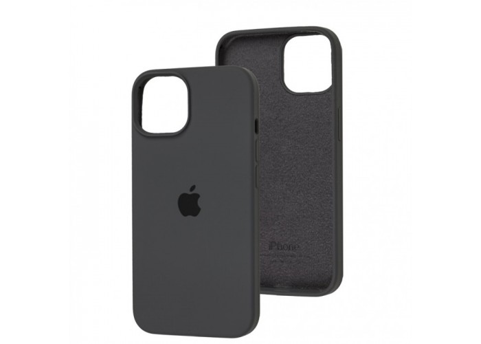 Силиконовый чехол c закрытым низом Apple Silicone Case Dark Grey для iPhone 15