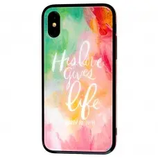 Чехол для iPhone X / Xs glass "his love gives life"