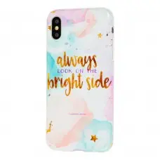 Чехол Light Mramor для iPhone X / Xs case 360 мраморный с надписью