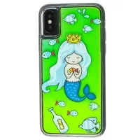 Чехол Neon песок для iPhone X / Xs оранжевый зеленый "русалка"