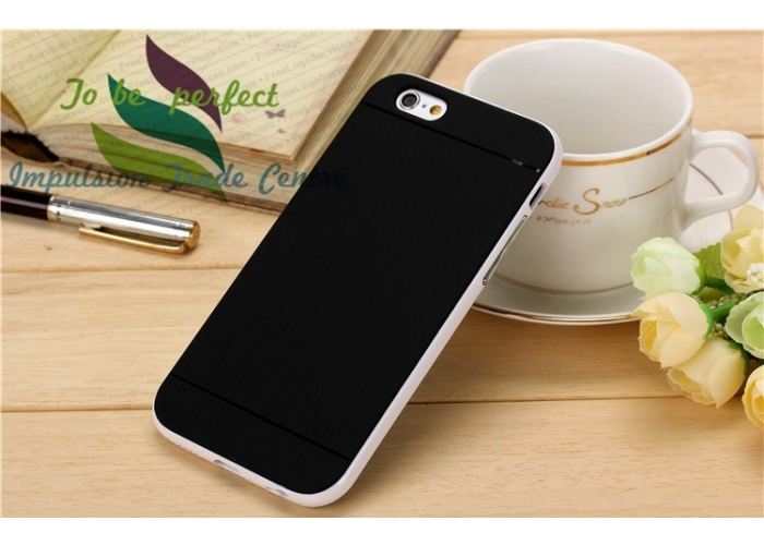 Серебристый бампер с черными накладками для iPhone 6 PLUS/ 6S PLUS