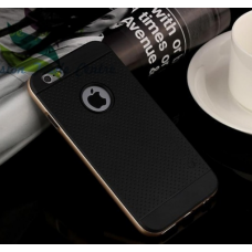 Позолоченный бампер с черными накладками для iPhone 6/6S