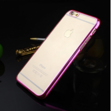 Прозрачный пластиковый чехол с алюминиевым бампером для iPhone 6/6S (розовый)