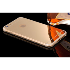 Силиконовый чехол с зеркальной накладкой для iPhone 5/5S (позолоченный)